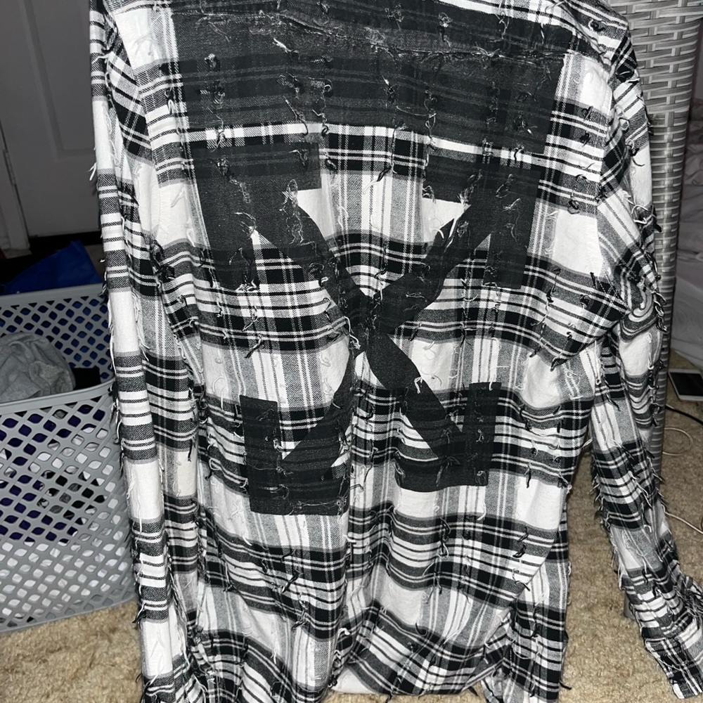 Off-White Black and White Plaid Long Sleeve Shirt